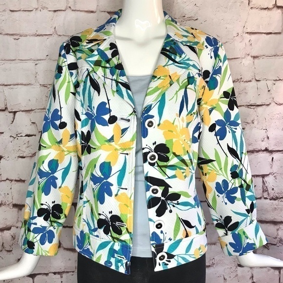 REQUIREMENTS jacket Floral design lightweight Size 10 - Picture 1 of 12